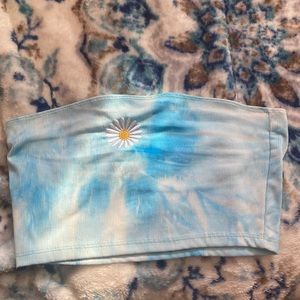 rue21 blue tube top with sunflower size small